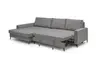 Ecksofa - Longchair links mit 3-Sitzer, Schlaffunktion, Stoff, Grau