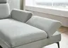 Ecksofa - 3-Sitzer mit Longchair rechts, Armlehne verstellbar, Stoff, Silbergrau