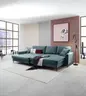 Ecksofa - Longchair links mit 3-Sitzer, Schlaffunktion, Stoff, Azur