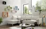 Ecksofa COOL - Ecke links mit 2,5-Sitzer, Querschläfer, Stoff, Natur