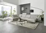 Wohnlandschaft - Ecke links mit 2,5-Sitzer und Longchair rechts, Kopfteil verstellbar, Leder, Alufarben