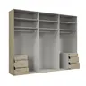 Drehtürenschrank- B ca. 300 cm, Eiche Dekor, Weiß, Spiegel