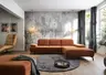 Ecksofa - 2,5-Sitzer mit Longchair rechts, Kopfteil/Armlehne/Rücken verstellbar, Stoff, Rost