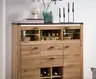 Highboard - mit Beleuchtung, B ca. 128 cm, Eiche Nachbildung, Eiche dunkel Nachbildung
