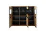 Highboard - B ca. 153 cm, Eiche Furnier geölt, Wildeiche massiv geölt