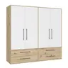 Drehtürenschrank FATHIE- B ca. 206 cm, Eiche Dekor, Weiß