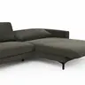 Ecksofa Oviedo - 1,5-Sitzer mit Longchair rechts inkl. Relaxfunktion (motorisch), Stoff, Braungrün