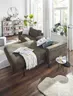 Ecksofa Oviedo - 1,5-Sitzer mit Longchair rechts inkl. Relaxfunktion (motorisch), Stoff, Braungrün