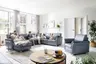 Wohnlandschaft - Longchair links mit 2,5-Sitzer und Ecke rechts, Leder, Granit