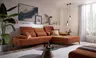 Ecksofa EM Setupal - 2,5-Sitzer mit Longchair rechts, Kopfteil/Armlehne/Rücken verstellbar, Stoff, Rost