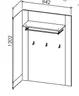 Garderobenpaneel - B ca. 82 cm, Kreidefarben, Eiche bianco massiv geölt
