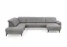 Wohnlandschaft - Ecke links mit 2,5-Sitzer und Longchair rechts, Kopfteil verstellbar, Leder, Alufarben