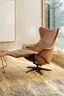 Relaxsessel Follina - Relaxfunktion (motorisch), Leder, Stoff, Cognac