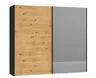 Schwebetürenschrank JOIN IT- B ca. 252 cm., Schwarz, Eiche, Furniert, Spiegel, Dunkel