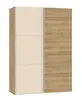 Schwebetürenschrank JOIN IT- B ca. 152 cm, Eiche Dekor, Glas, Creme