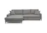 Ecksofa - Longchair links mit 3-Sitzer, Schlaffunktion, Stoff, Grau