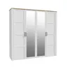 Drehtürenschrank FELLIAN- B ca. 215 cm, Weiß, Eiche Dekor, Spiegel