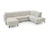 Wohnlandschaft - Longchair links mit 2,5-Sitzer und Ecke rechts, Kopfteil vertellbar, Stoff, Ecru