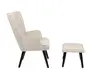 Sessel mit Hocker - Stoff, Beige
