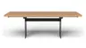 Esstisch 3110 - LB ca. 220x100 cm, ausziehbar,  Asteiche massiv, Geölt, Wange Rohstahl, Schwarz