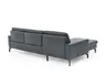 Ecksofa - Longchair links mit 3-Sitzer, Leder, Blau