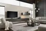 Wohnwand 3900 - inklusive Kamin und TV-Halterung, Lack, Schiefergrau