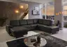 Wohnlandschaft - Longchair links mit 2,5-Sitzer und Ecke rechts,  Leder, Anthrazit