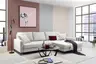 Ecksofa - 3-Sitzer mit Longchair rechts, Stoff, Creme
