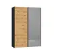 Schwebetürenschrank JOIN IT- B ca. 152 cm., Schwarz, Eiche, Furniert, Spiegel, Dunkel