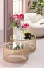 Couchtisch- 2-er Set, Messing, Pulverbeschichtet, Goldfarben, Glas