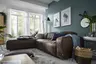 Ecksofa Denver - Longchair links mit 2,5-Sitzer, Leder, Braun