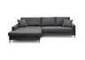 Ecksofa - Longchair links mit 3-Sitzer, Stoff, Anthrazit