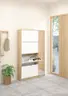 Schuhschrank - B ca. 99 cm, Eiche Struktur Nachbildung, Weiß Hochglanz