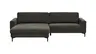 Ecksofa Oviedo - Longchair links mit 1,5-Sitzer, Stoff, Braungrün