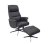 TV-Sessel MENNIS mit Hocker - drehbar, Relaxfunktion, Kopfteilverstellung, Leder, Schwarz