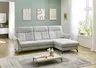 Ecksofa - 2-Sitzer mit Longchair rechts, Kopfteil verstellbar, Stoff, Silbergrau