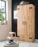 Drehtürenschrank- B ca. 90 cm, Eiche Dekor, Graphit