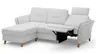 Ecksofa Vayra - Longchair links mit 2,5-Sitzer rechts, inkl. Relaxfunktion (motorisch) und Kopfstütze verstellbar (manuell), Stoff, Offwhite