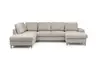Wohnlandschaft - Ecke links mit 2-Sitzer und Longchair rechts, Stoff, Steingrau