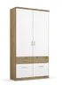 Drehtürenschrank ROYAN- B ca. 91 cm, Eiche Dekor, Weiß