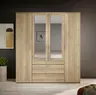 Drehtürenschrank- B ca. 180 cm, Eiche Dekor, Spiegel