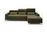 Ecksofa - 2-Sitzer mit Longchair rechts, Sitztiefe verstellbar motorisch/Kopfteil verstellbar, Stoff, Dunkelgrün