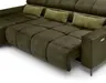 Ecksofa - Longchair links mit 2-Sizer, Sitztiefe verstellbar motorisch/Kopfteil verstellbar, Stoff, Dunkelgrün