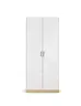 Drehtürenschrank RHONDA- B ca. 91 cm, Eiche Dekor, Weiß, Hochglanz