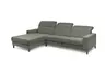 Ecksofa - CALM FLEX 2.0, Longchair links mit 3-Sitzer, Kopfteil verstellbar, Stoff, Olive