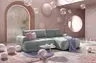 Ecksofa - 2-Sitzer mit Longchair rechts, Stoff, Aqua