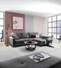 Ecksofa - 3-Sitzer mit Longchair rechts, Schlaffunktion, Stoff, Anthrazit