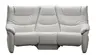 Trapezsofa EM Aarhus - mit Cumulyfunktion elektrisch inkl. ausklappbarer mittl. Rücken, Leder, Silbergrau