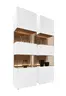 Vitrine - mit Beleuchtung, Birke massiv, Weiß lackiert, Applikation Kerneiche Umato
