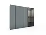 Drehtürenschrank Loretto - B ca. 304 cm, Lack matt, Hellgrau, Rauchglas